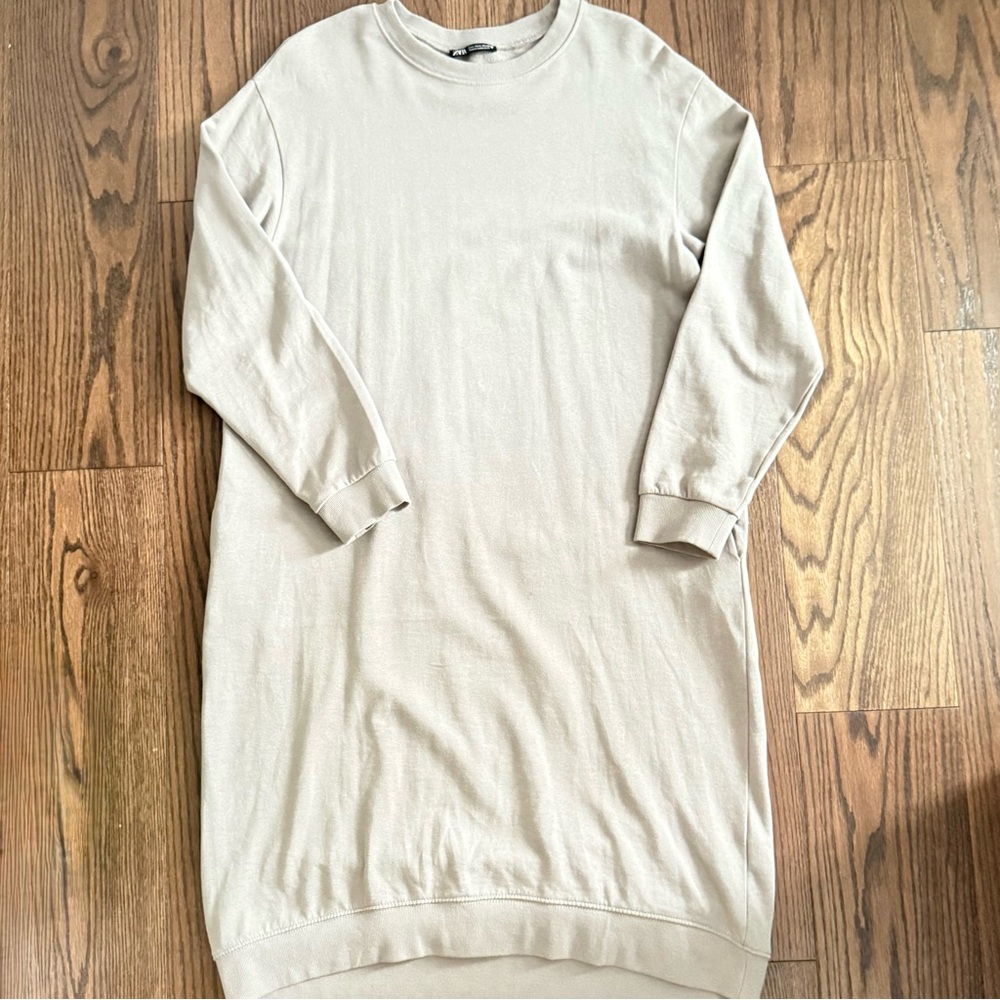 Zara Sage Green Oversized Sweater Dress with Pockets